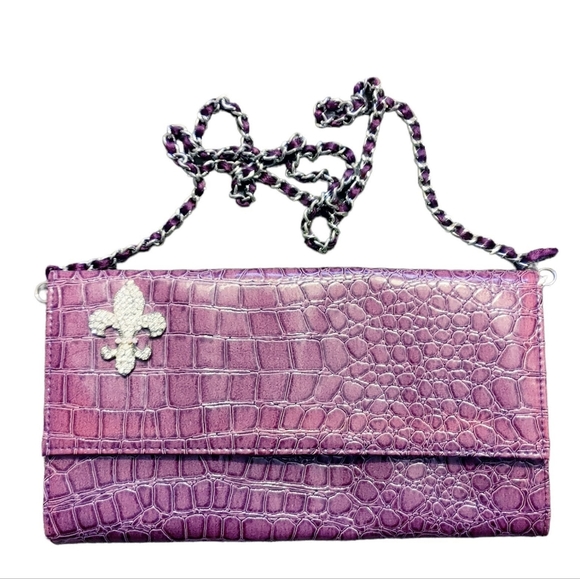 Chic Purple Croc-Embossed Crossbody Bag - Picture 1 of 6